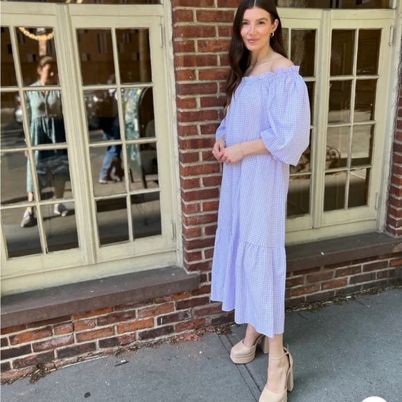 Taylor Tillman Gingham Seersucker Maxi Dress Size M - Picture 1 of 9